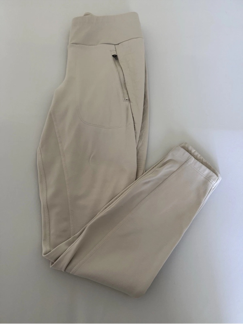 Athleta Peak Hybrid Fleece Tight Women’s S Ivory Gray Quilted Zip Pocket Legging